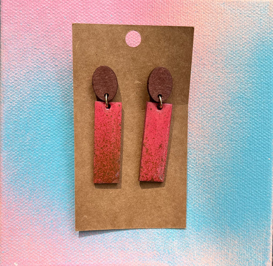 Brown and pink drop earrings
