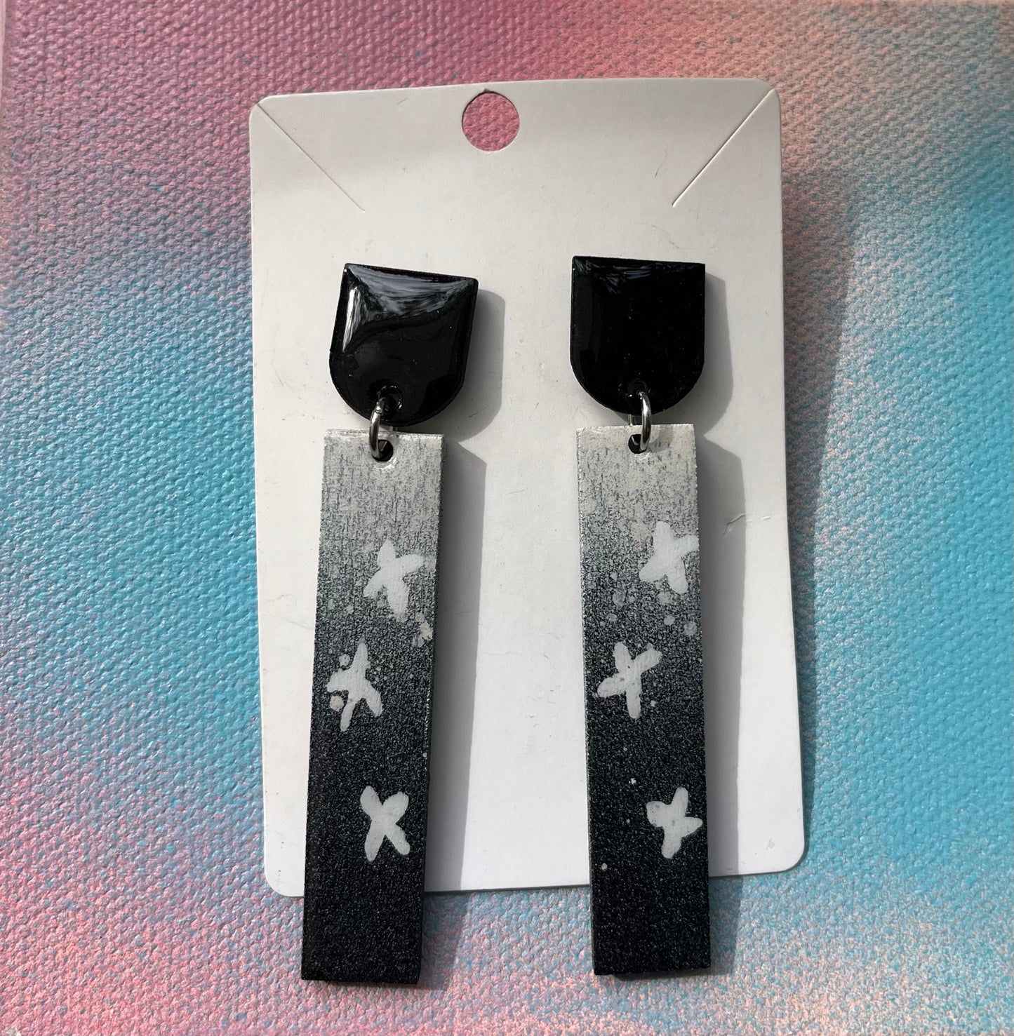 Black and White Drop Earrings