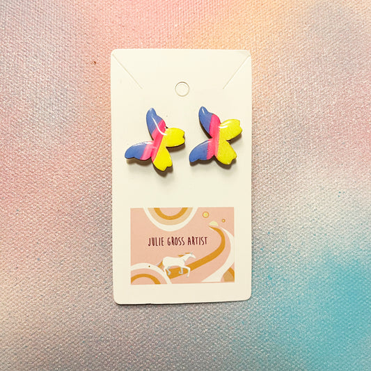 Small post earrings - Rainbow Butterflies