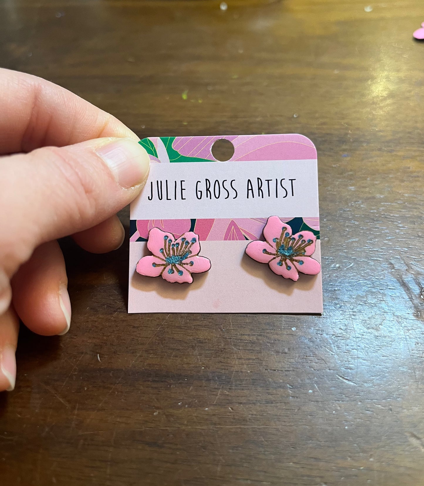Cherry Blossom small post earrings- Pink