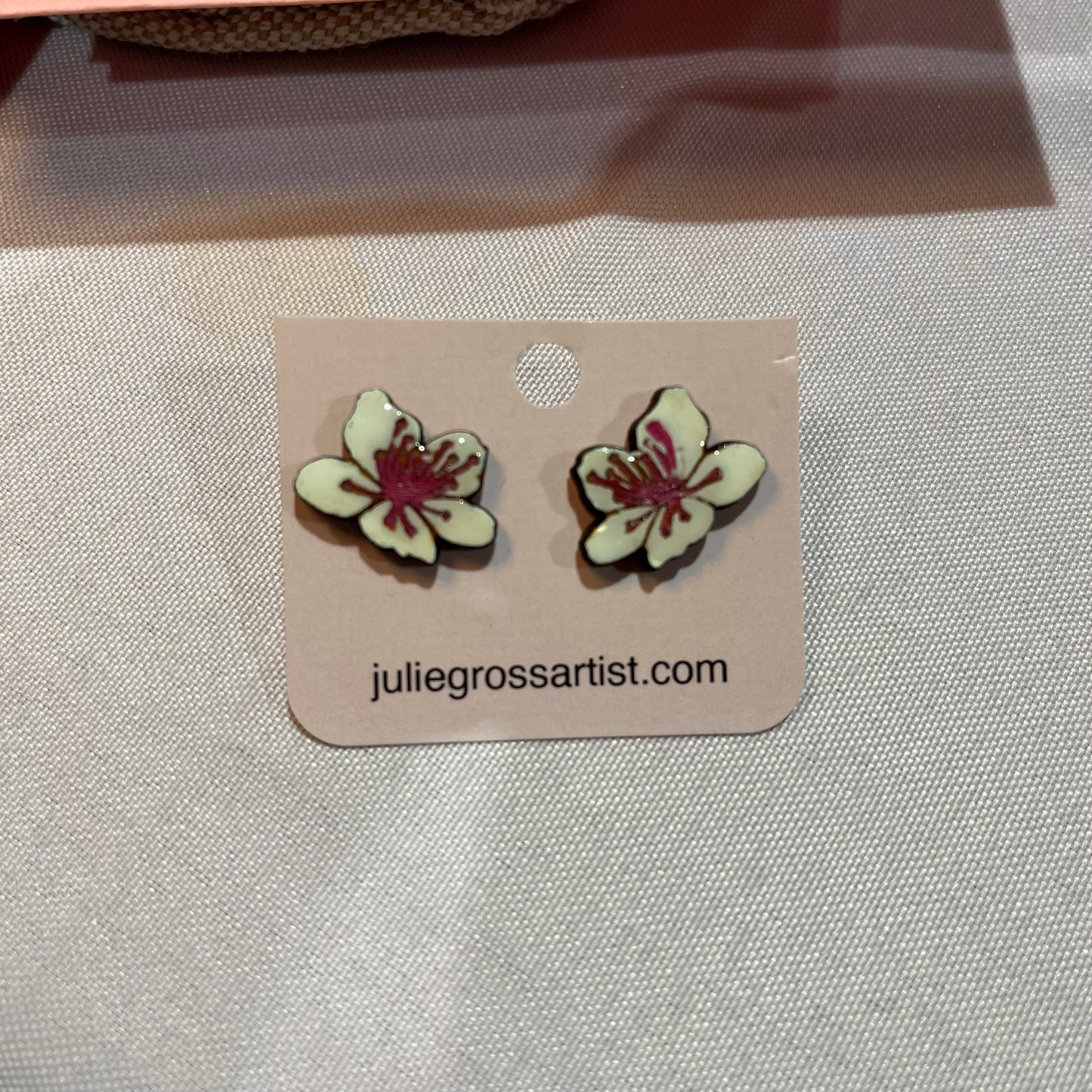 Cherry Blossom small post earrings- White