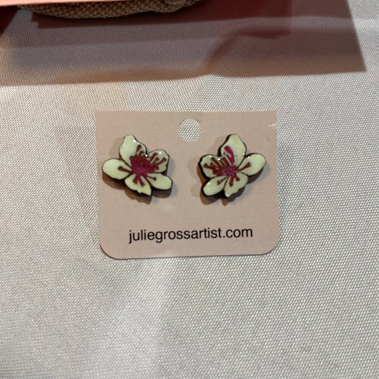 Cherry Blossom small post earrings- White