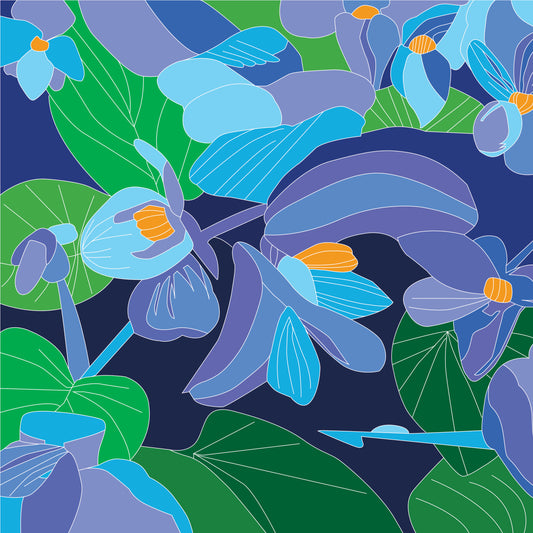 Blue Flowers (8x8 print)