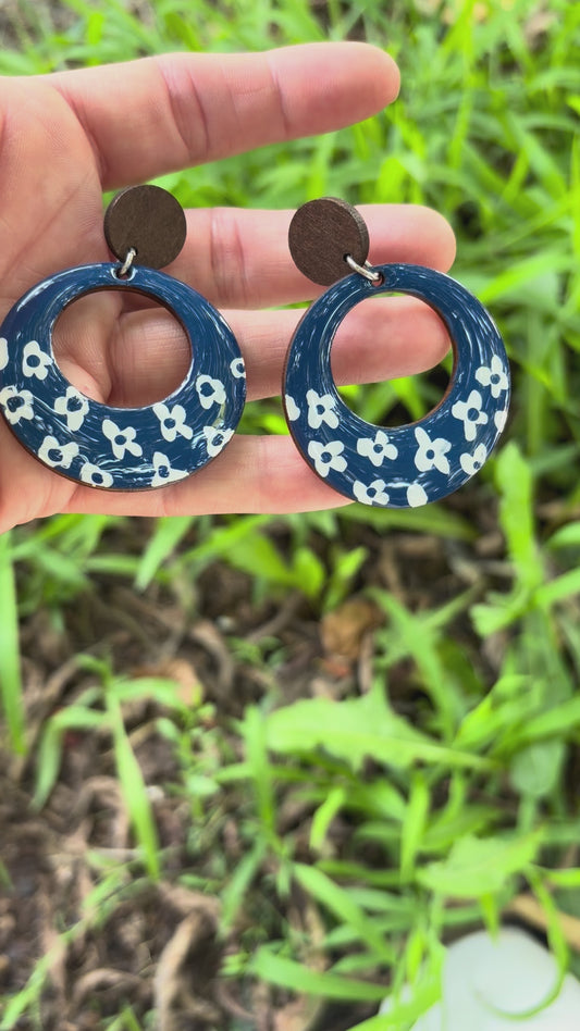 Blue and white garden party earrings